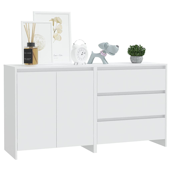 Pepa Wooden Sideboard With 2 Doors 3 Drawers In White
