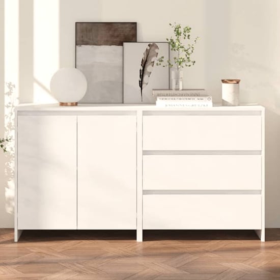 Pepa Wooden Sideboard With 2 Doors 3 Drawers In White