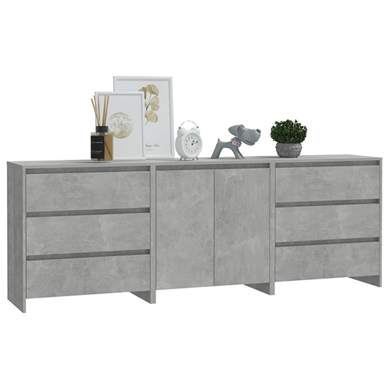 Pepa Wooden Sideboard With 2 Doors 6 Drawers In Concrete Effect