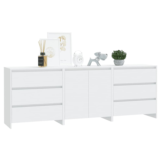 Pepa Wooden Sideboard With 2 Doors 6 Drawers In White