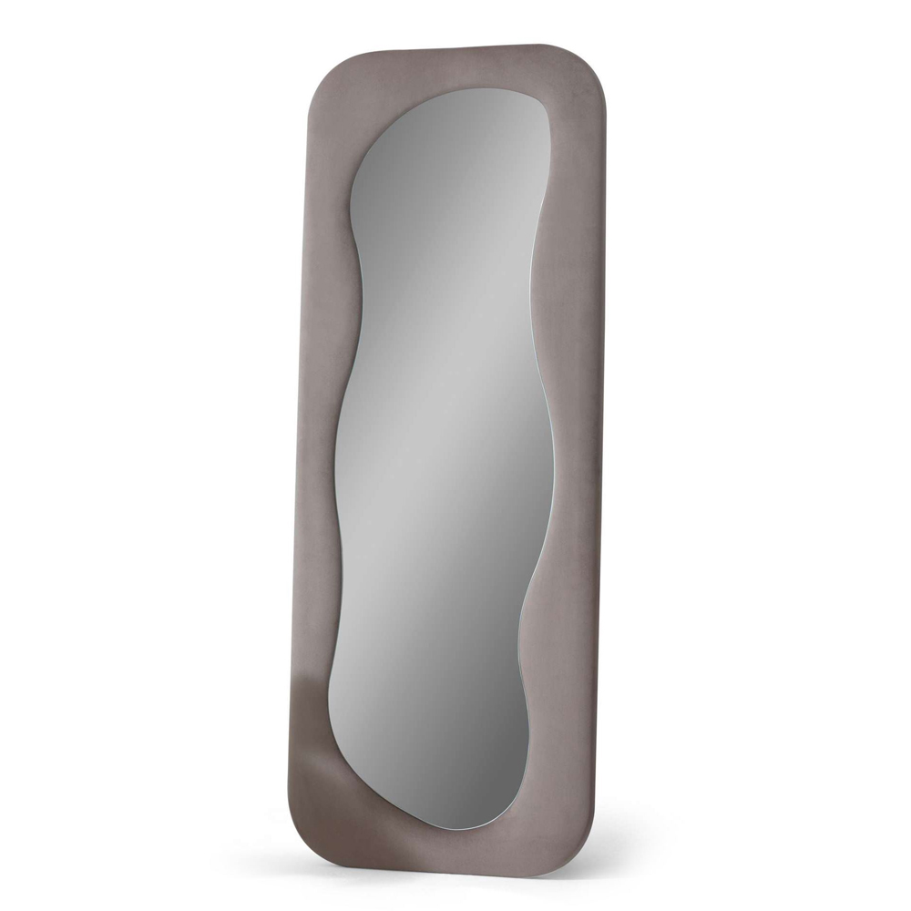 Pera Glass Decorative Cheval Mirror with Mink Wooden Frame