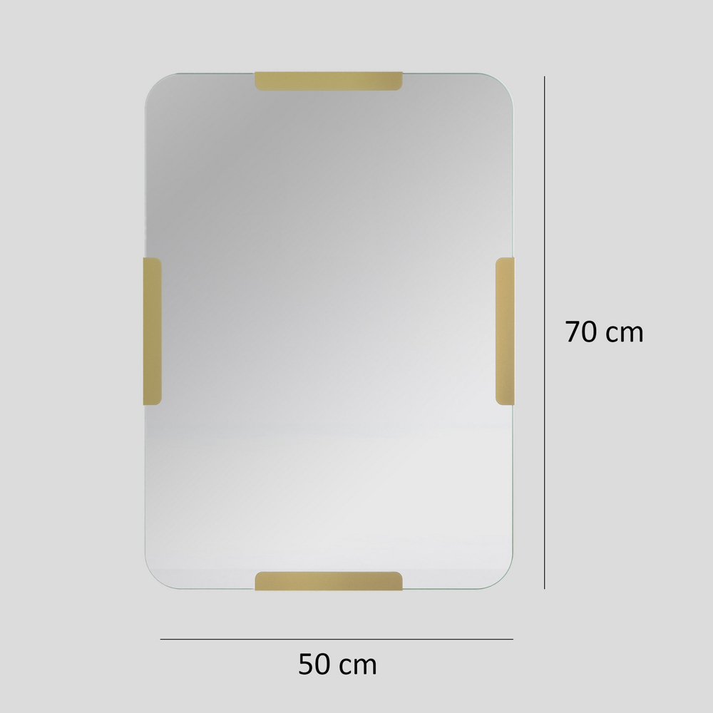 Pera Glass Decorative Wall Mirror with Gold Metal Frame