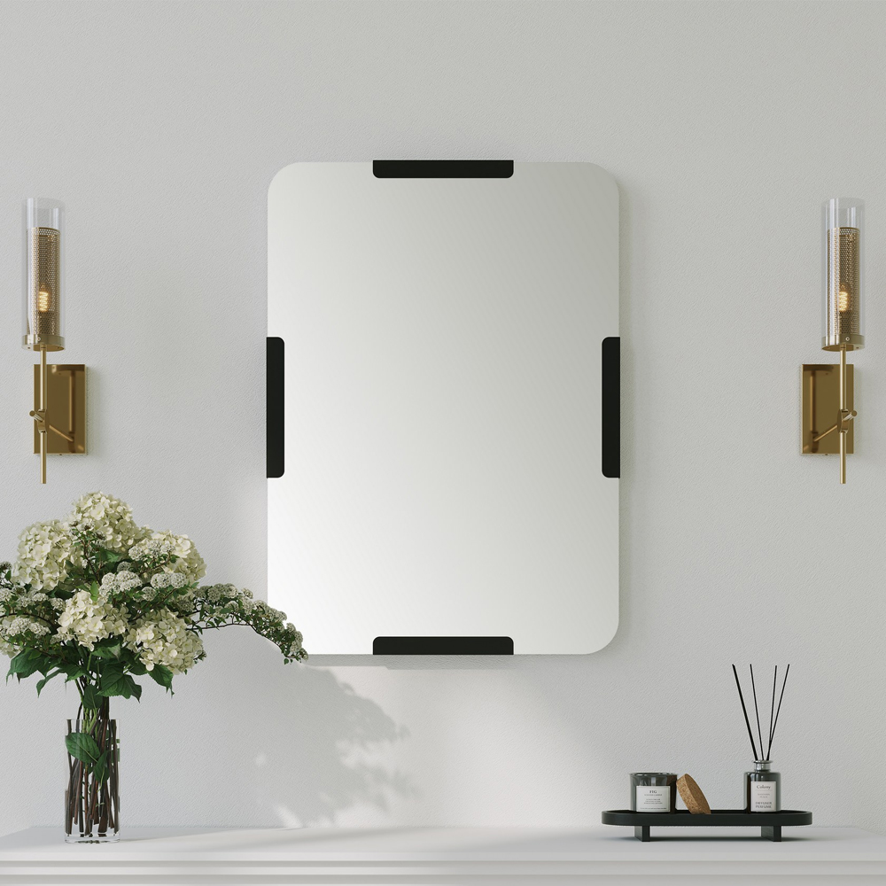 Pera Glass Wall Mirror with Black Metal Frame