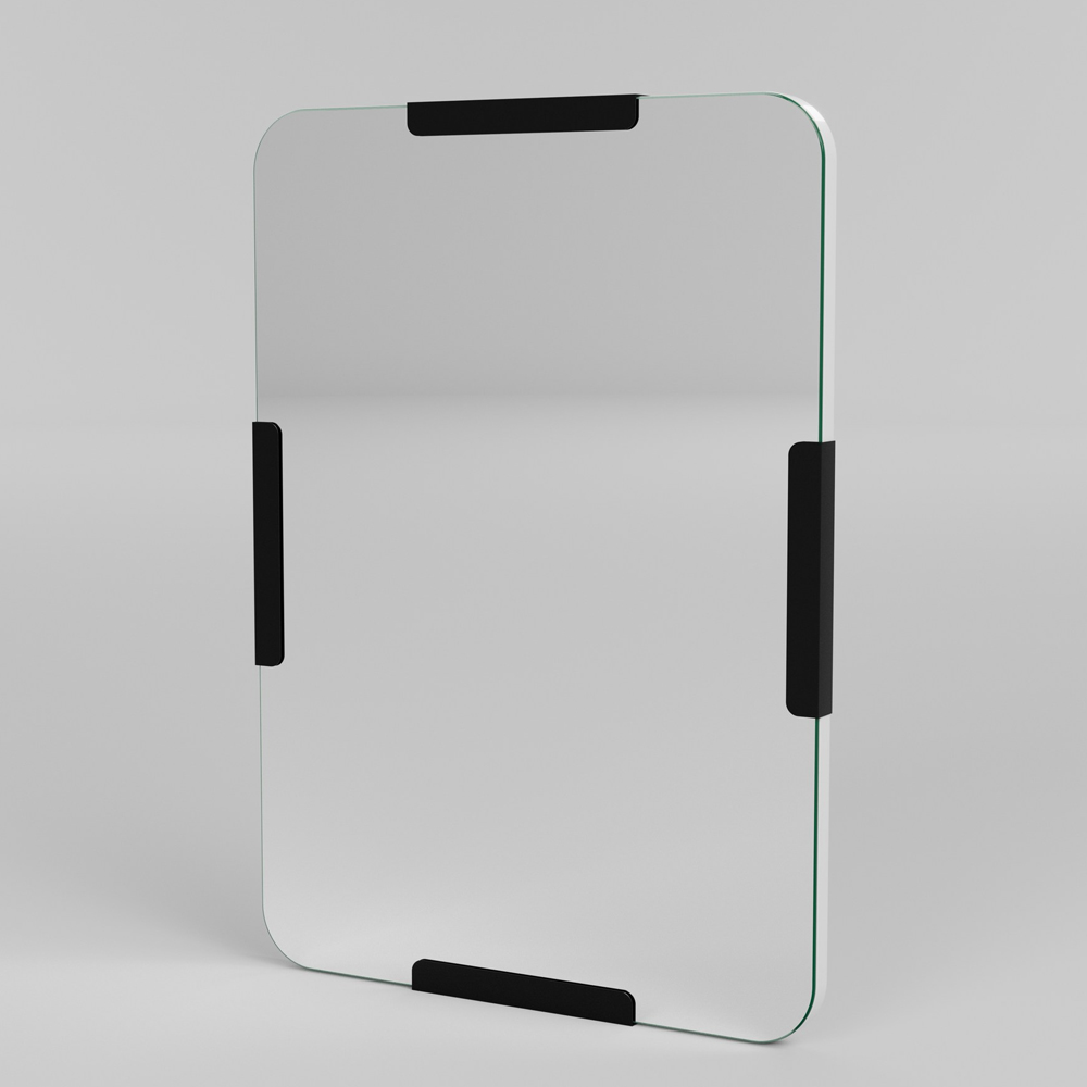 Pera Glass Wall Mirror with Black Metal Frame