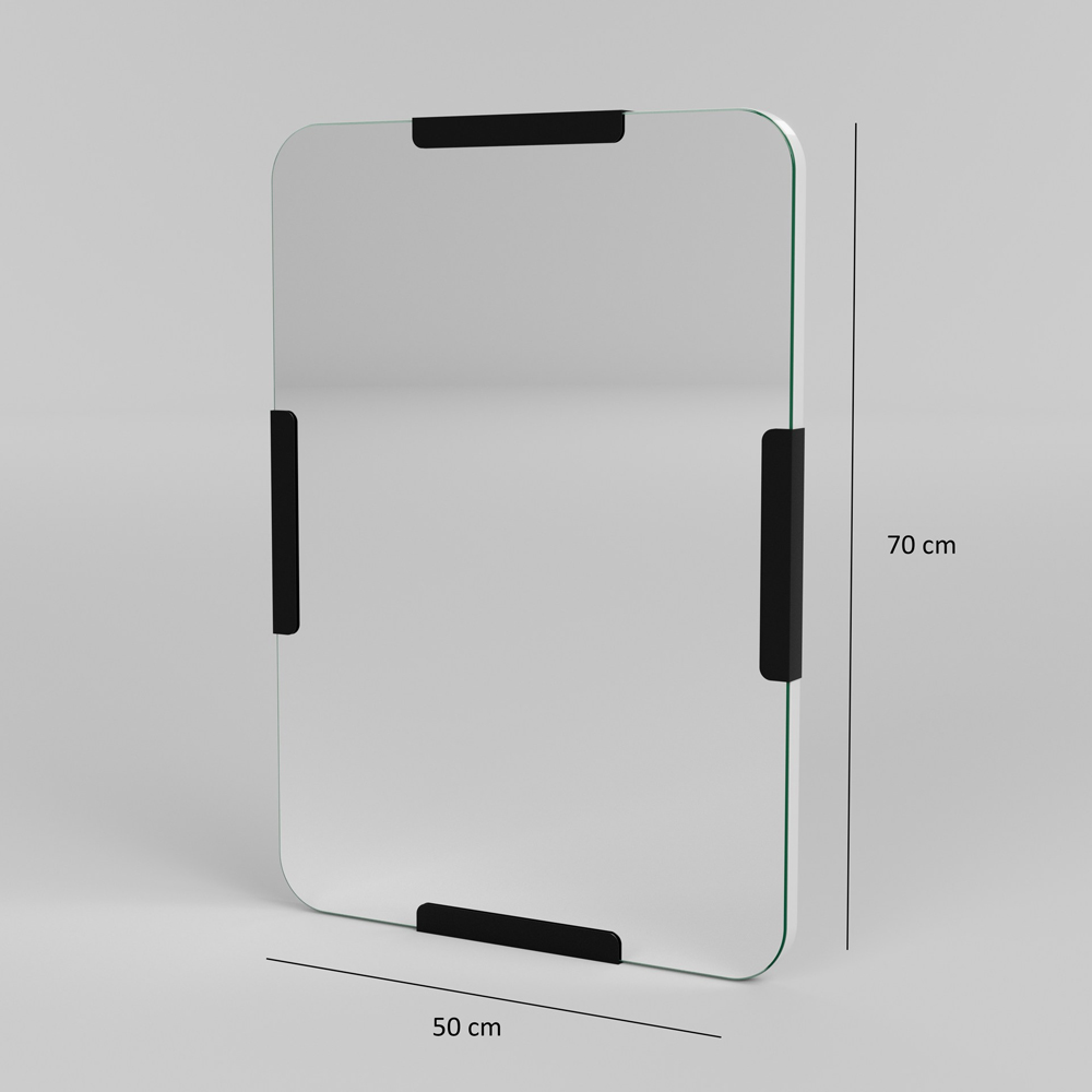 Pera Glass Wall Mirror with Black Metal Frame
