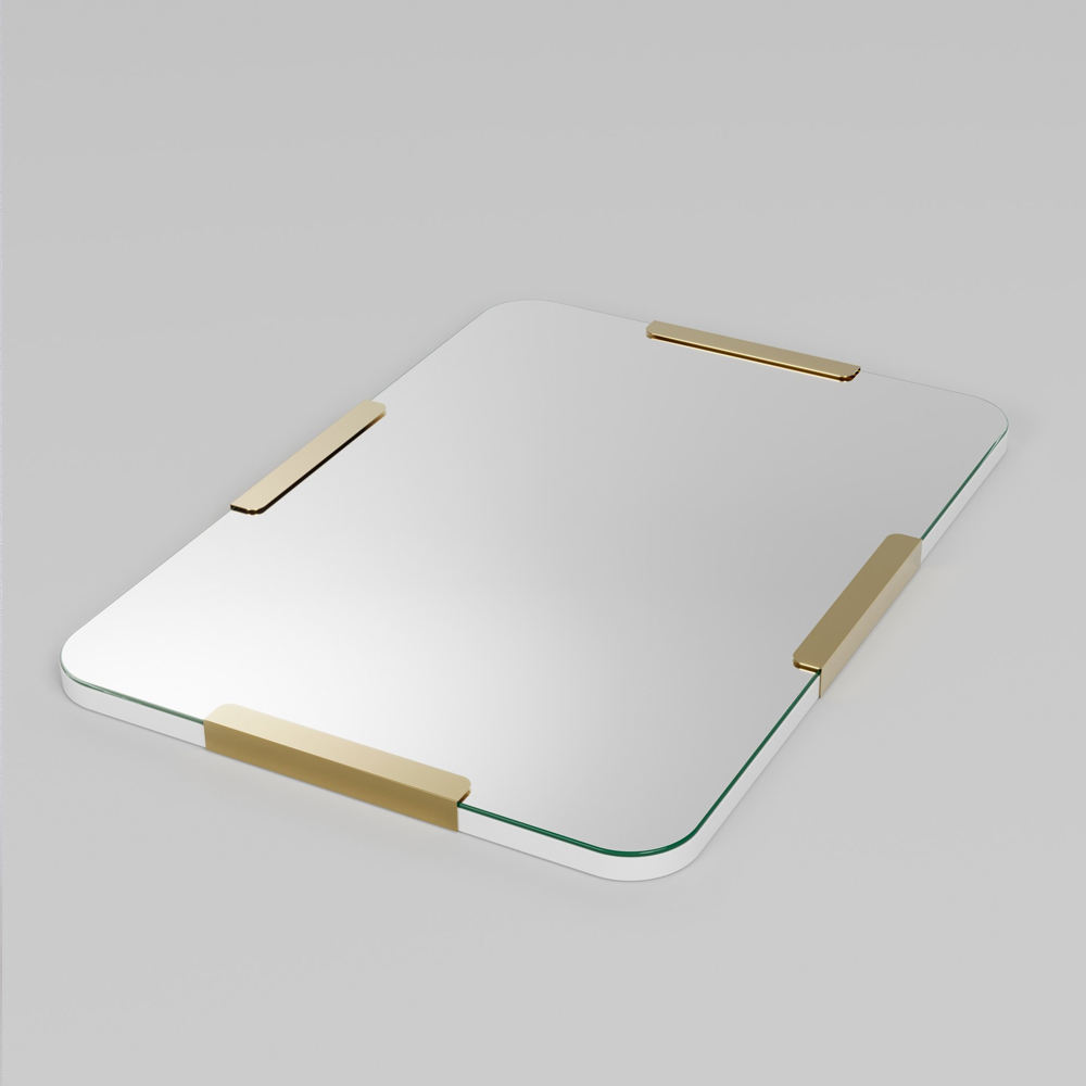 Pera Glass Wall Mirror with Gold Metal Frame