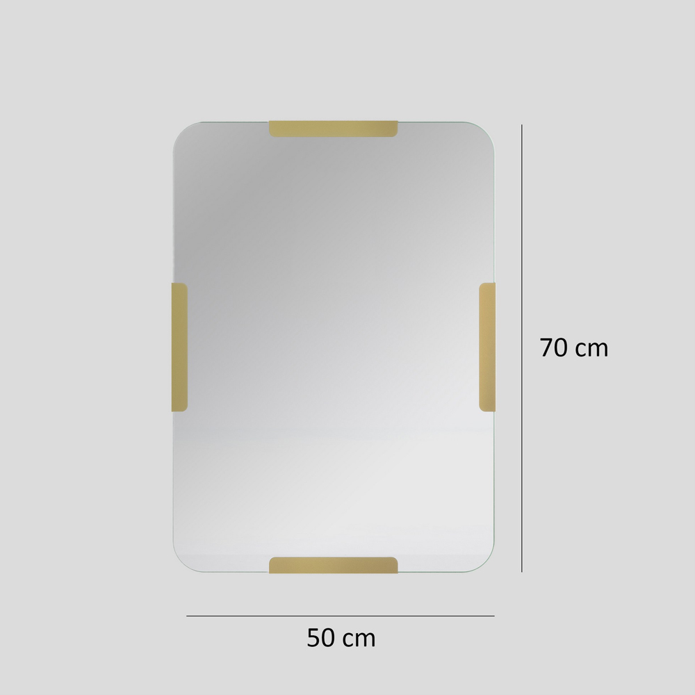 Pera Glass Wall Mirror with Gold Metal Frame