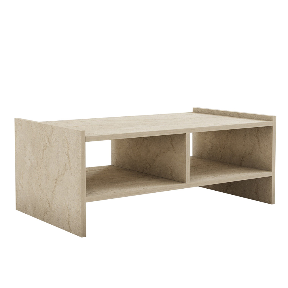 Pera Wooden Coffee Table in Travertine Marble Effect