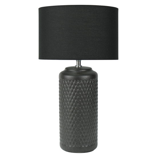 Perast Black Linen Shade Table Lamp With Black Ceramic Base