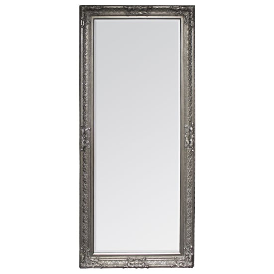Percid Rectangular Leaner Mirror In Antique Silver Frame