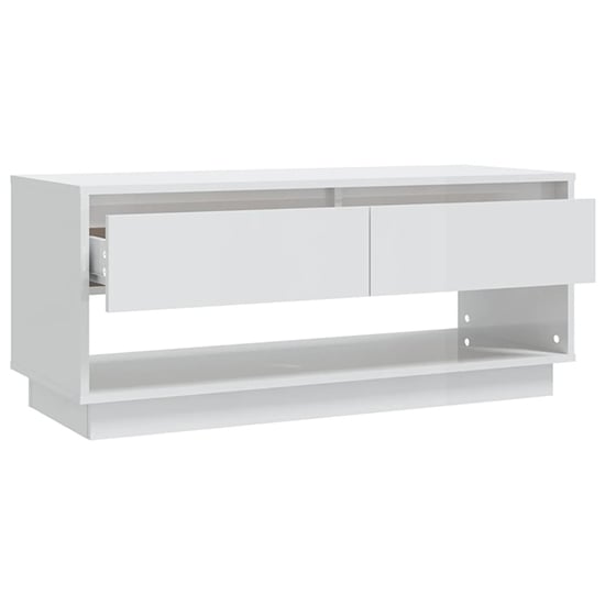 Perdy High Gloss TV Stand With 2 Drawers In White_5