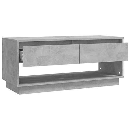 Perdy Wooden TV Stand With 2 Drawers In Concrete Effect
