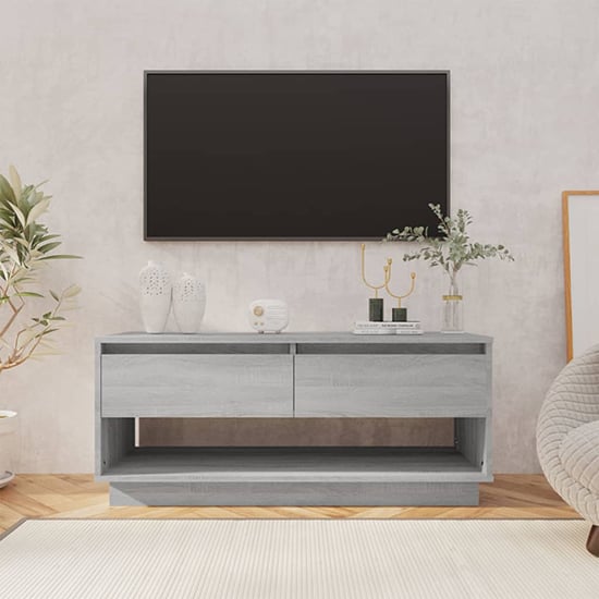 Product photograph of Perdy Wooden Tv Stand With 2 Drawers In Grey Sonoma Oak from Furniture in Fashion