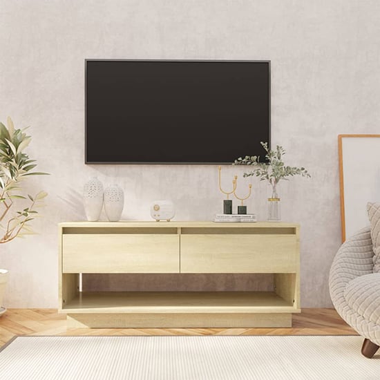 Product photograph of Perdy Wooden Tv Stand With 2 Drawers In Sonoma Oak from Furniture in Fashion