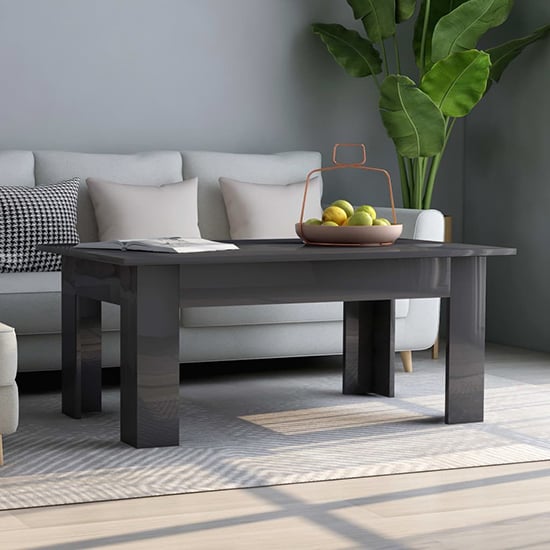 Perilla Rectangular High Gloss Coffee Table In Grey