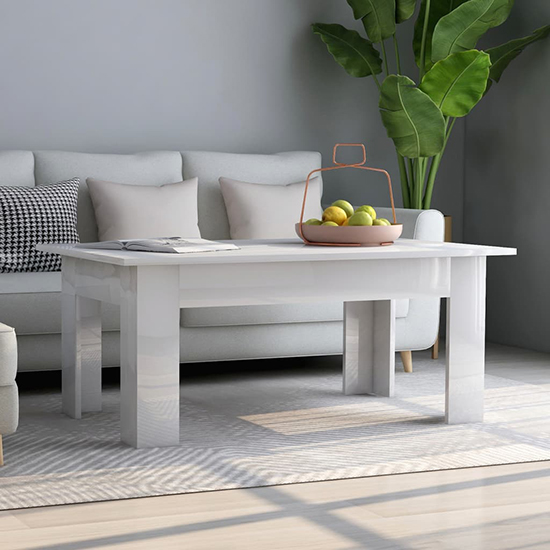 Perilla Rectangular High Gloss Coffee Table In White_1