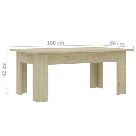 Perilla Rectangular Wooden Coffee Table In Sonoma Oak