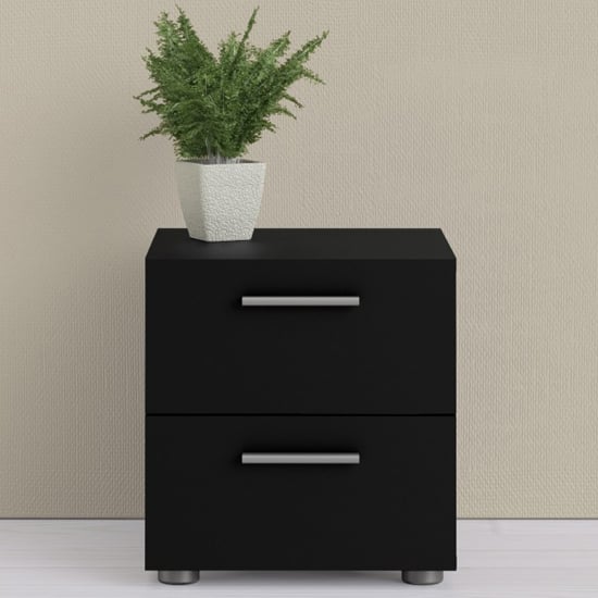 Product photograph of Perkin Wooden Bedside Cabinet With 2 Drawers In Black from Furniture in Fashion