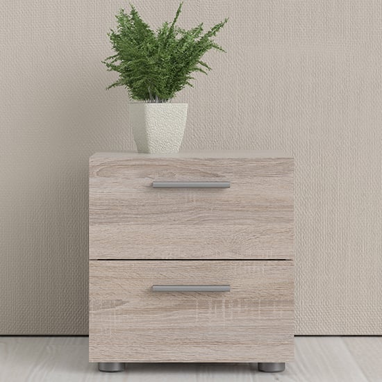 Product photograph of Perkin Wooden Bedside Cabinet With 2 Drawers In Truffle Oak from Furniture in Fashion