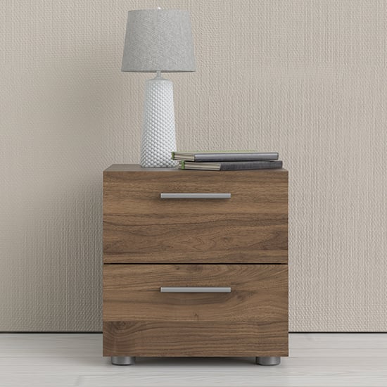 Perkin Wooden Bedside Cabinet With 2 Drawers In Walnut