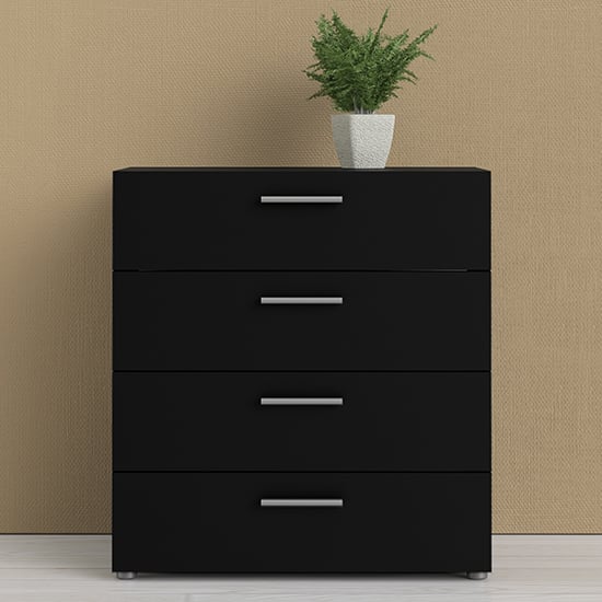 Photo of Perkin wooden chest of 4 drawers in black