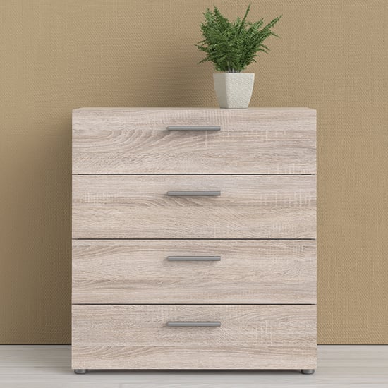 Product photograph of Perkin Wooden Chest Of 4 Drawers In Truffle Oak from Furniture in Fashion