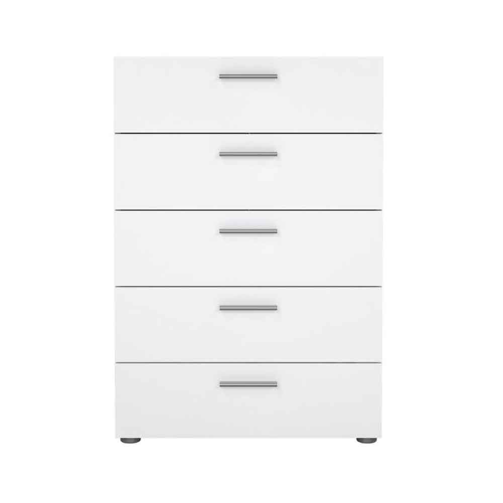 Perkin High Gloss Chest Of 5 Drawers In Oak And White