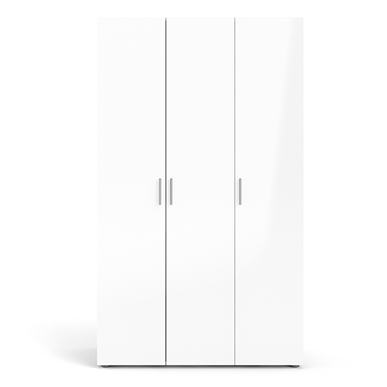 Perkin High Gloss Wardrobe With 3 Doors In Oak And White