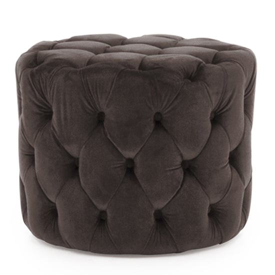 Read more about Perkin round upholstered velvet footstool in navy