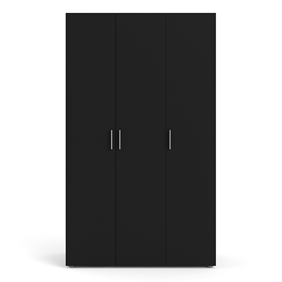 Perkin Wooden Wardrobe With 3 Doors In Black