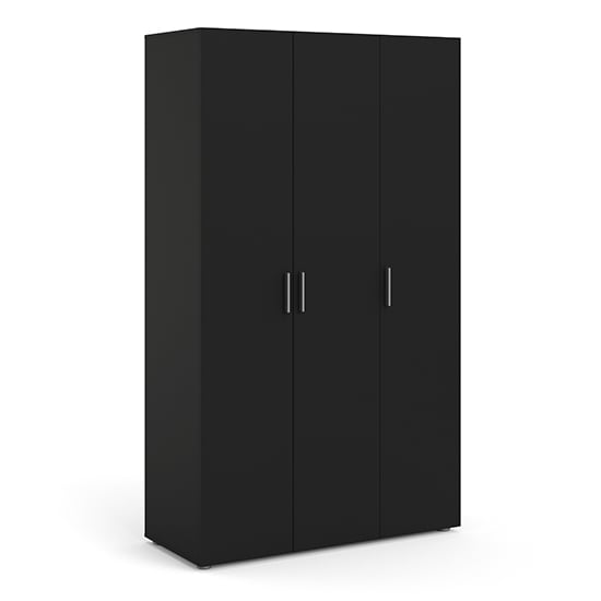 Product photograph of Perkin Wooden Wardrobe With 3 Doors In Black from Furniture in Fashion