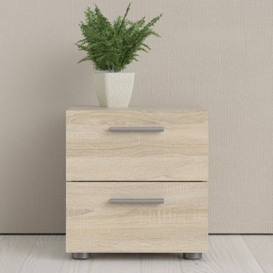 Perkin Wooden Bedside Cabinet With 2 Drawers In Oak