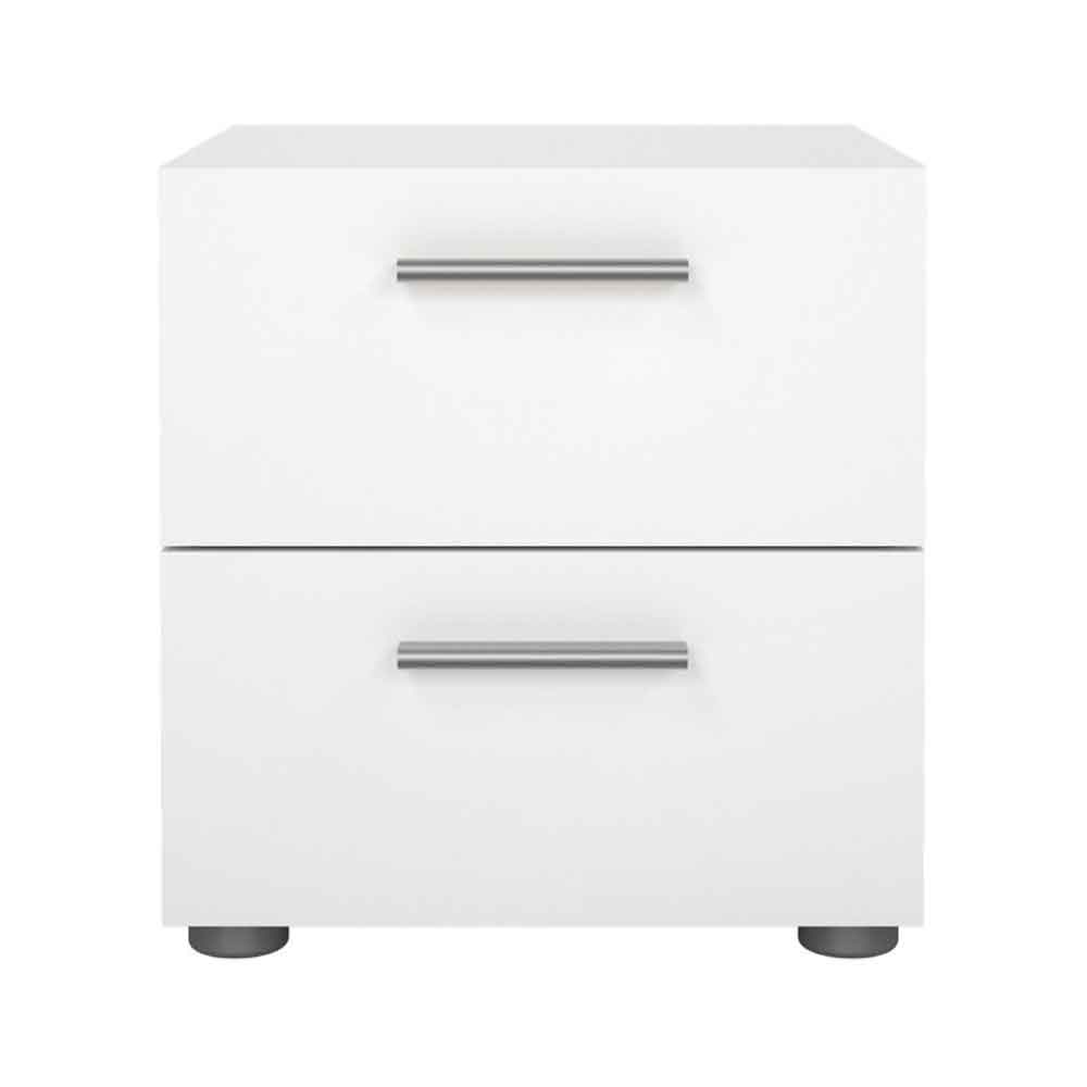 Perkin Wooden Bedside Cabinet With 2 Drawers In White