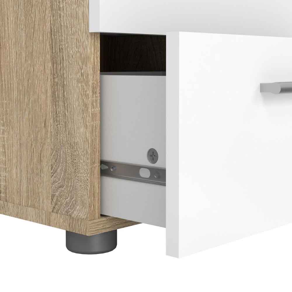 Perkin Wooden Bedside Cabinet With 2 Glossy Drawers In White And Oak