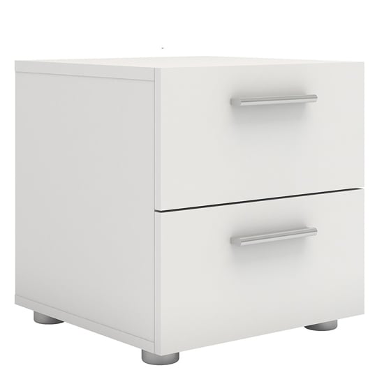Perkin Wooden Bedside Cabinet With 2 Drawers In White