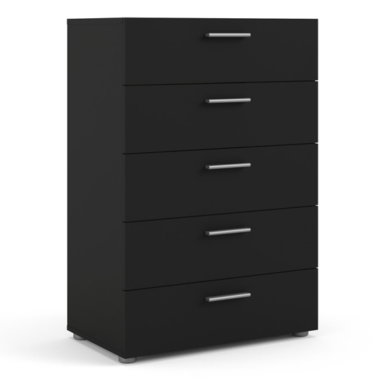 Perkin Wooden Chest Of 5 Drawers In Black