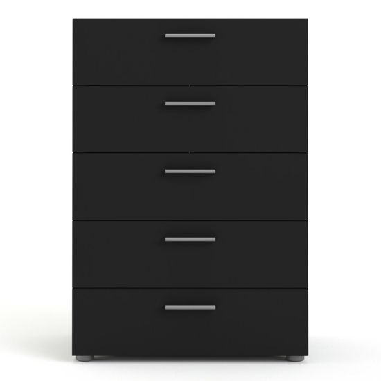 Perkin Wooden Chest Of 5 Drawers In Black