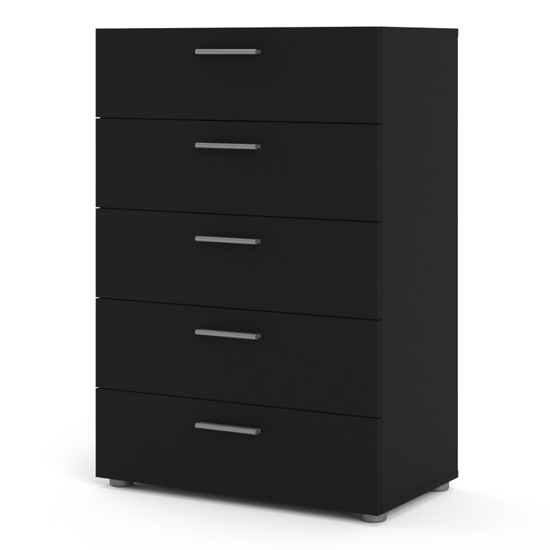 Perkin Wooden Chest Of 5 Drawers In Black