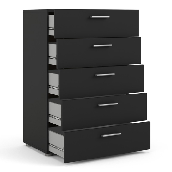 Perkin Wooden Chest Of 5 Drawers In Black