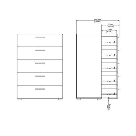 Perkin Wooden Chest Of 5 Drawers In Black