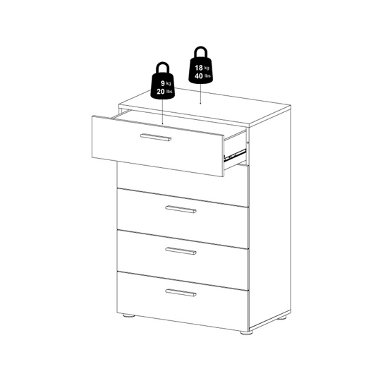 Perkin Wooden Chest Of 5 Drawers In Black