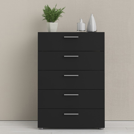 Perkin Wooden Chest Of 5 Drawers In Black