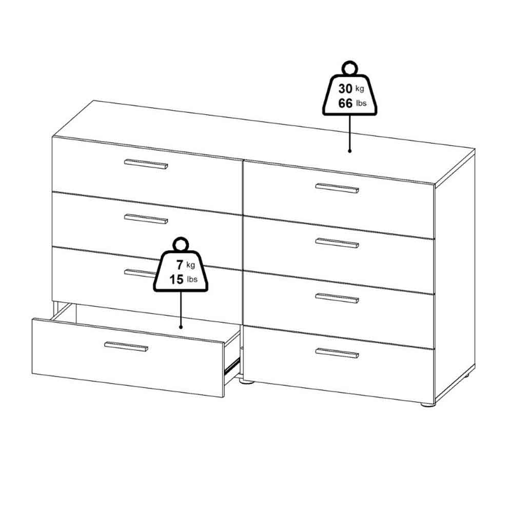 Perkin Wooden Chest Of 8 Drawers In Walnut