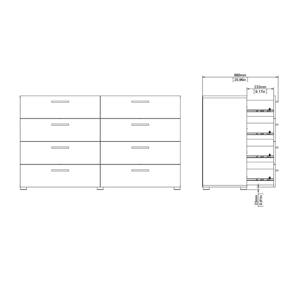 Perkin Wooden Chest Of 8 Drawers In White And Oak