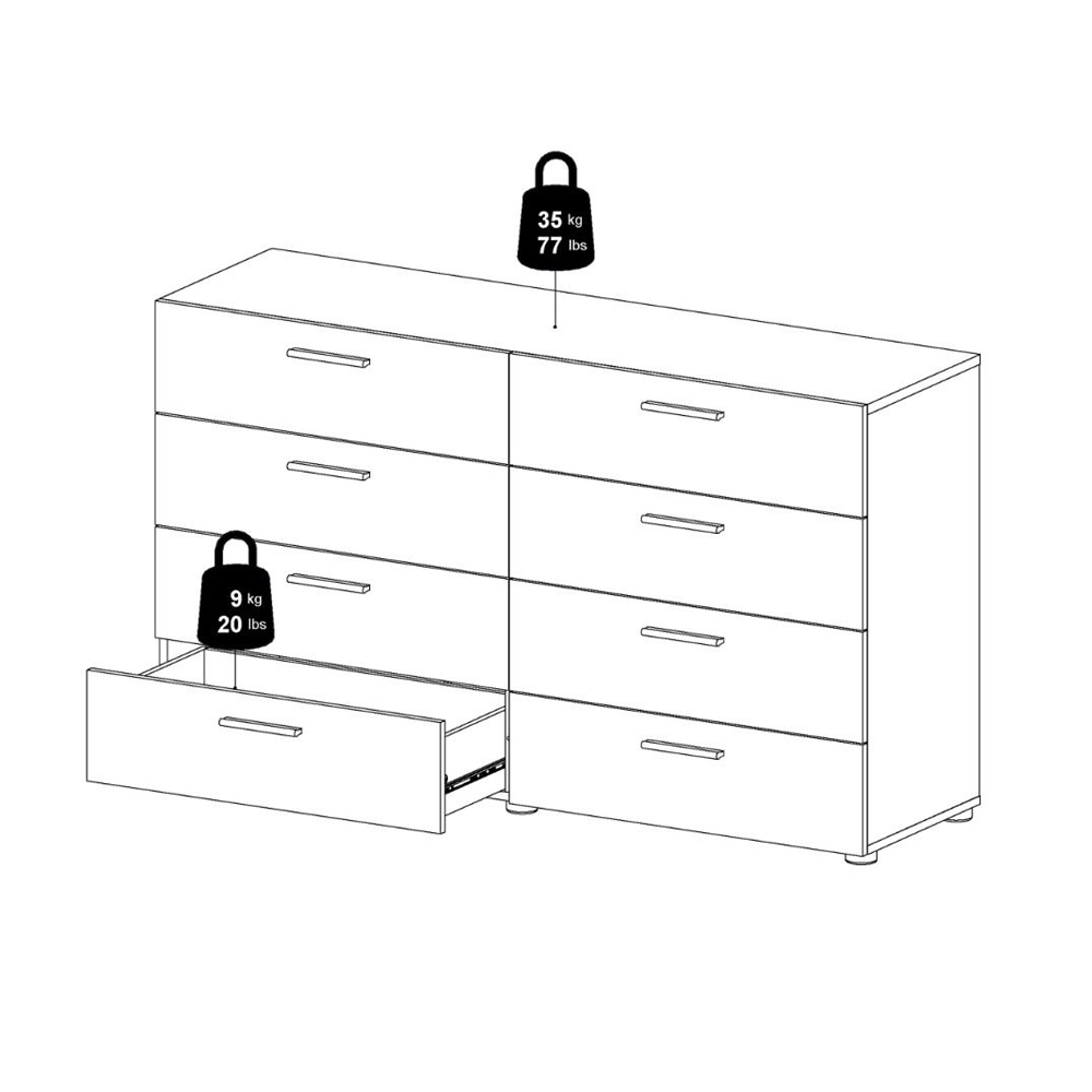 Perkin Wooden Chest Of 8 Drawers In White And Oak