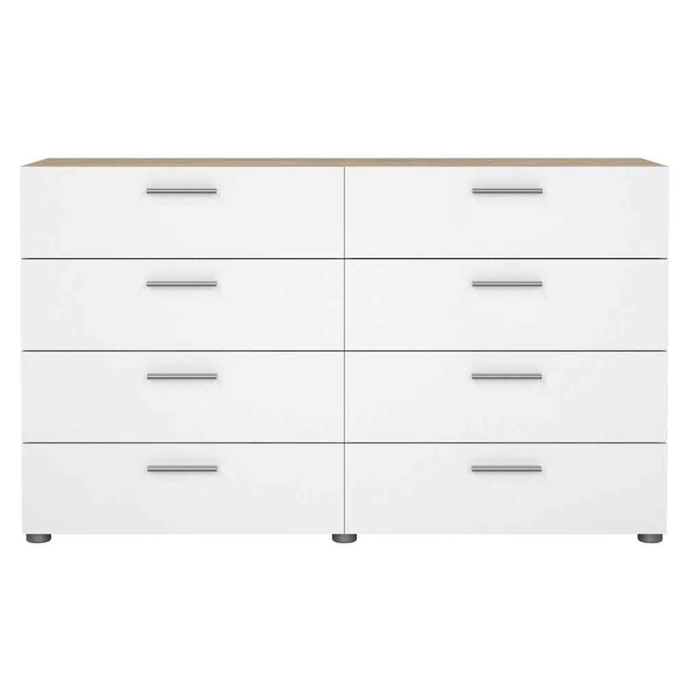 Perkin Wooden Chest Of 8 Drawers In White And Oak
