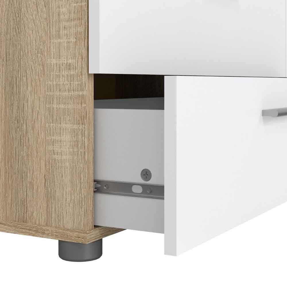 Perkin Wooden Chest Of 8 Drawers In White And Oak