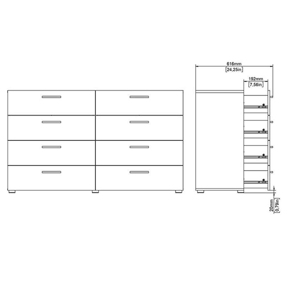 Perkin Wooden Chest Of 8 Drawers In White And Oak