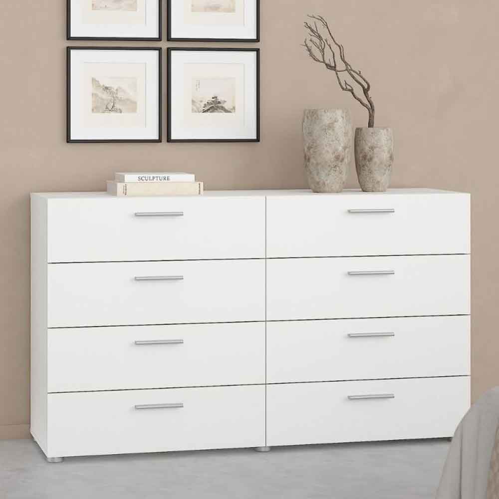 Perkin Wooden Chest Of 8 Drawers In White