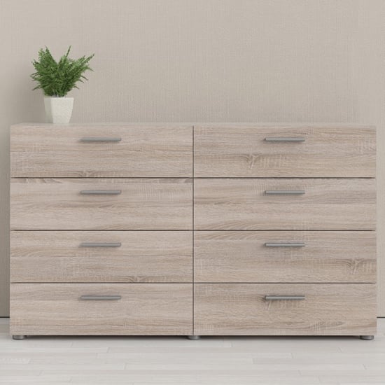 Read more about Perkin wooden chest of 8 drawers wide in truffle oak